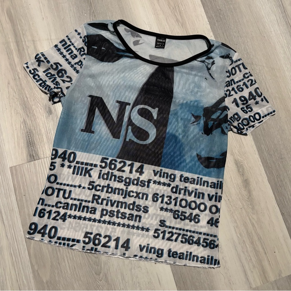 SHEIN MESH PATTERNED SHORT SLEEVE T-SHIRT